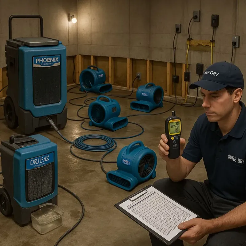 Structural Drying and Dehumidification process in Calera, OK